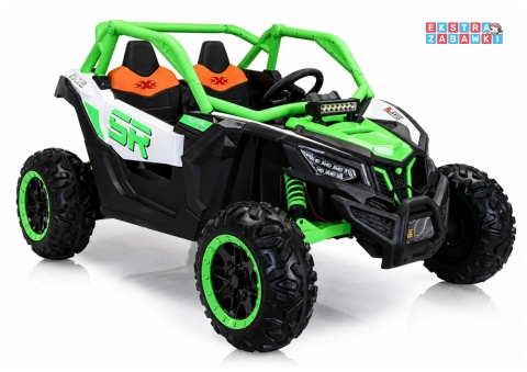 Buggy KKL-808 na akumulator - zielony, 4x75W 24V/7Ah, pilot, dwuosobowy, LED, EVA, panel muzyczny z BT [31713]