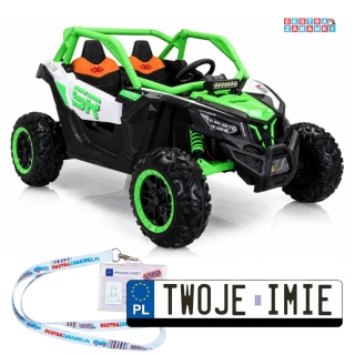 Buggy KKL-808 na akumulator - zielony, 4x75W 24V/7Ah, pilot, dwuosobowy, LED, EVA, panel muzyczny z BT [31713]