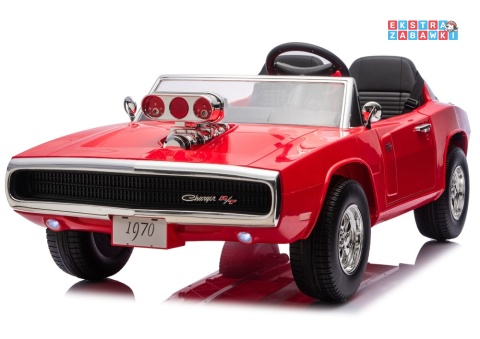 Dodge Charger R/T DLS-K12 na akumulator - czerwony, 2x200W 24V/7Ah, pilot, EVA, ekoskóra, pas, LED, BT [29152]
