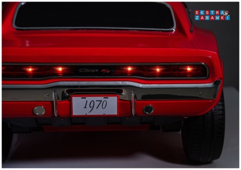 Dodge Charger R/T DLS-K12 na akumulator - czerwony, 2x200W 24V/7Ah, pilot, EVA, ekoskóra, pas, LED, BT [29152]