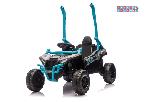 Kawasaki JS330 buggy na akumulator - niebieski, 2x100W, EVA, ekoskóra, LED, Bluetooth, pilot [28761]
