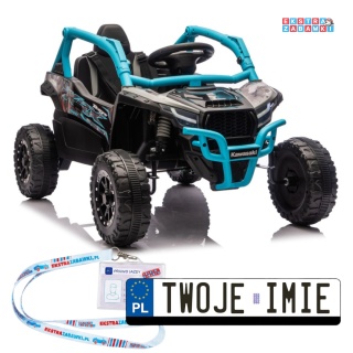 Kawasaki JS330 buggy na akumulator - niebieski, 2x100W, EVA, ekoskóra, LED, Bluetooth, pilot [28761]