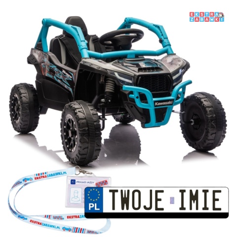Kawasaki JS330 buggy na akumulator - niebieski, 2x100W, EVA, ekoskóra, LED, Bluetooth, pilot [28761]