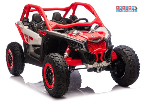 Buggy Maverick CAN-AM Turbo RS pompowane koła na akumulator - czerwony, 4x200W 24V/14Ah, ekoskóra, pilot, LED [29487]