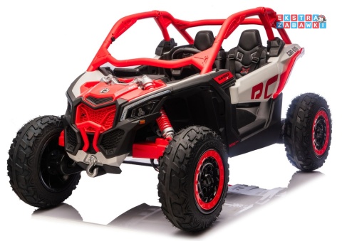 Buggy Maverick CAN-AM Turbo RS pompowane koła na akumulator - czerwony, 4x200W 24V/14Ah, ekoskóra, pilot, LED [29487]