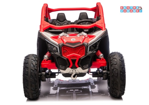 Buggy Maverick CAN-AM Turbo RS pompowane koła na akumulator - czerwony, 4x200W 24V/14Ah, ekoskóra, pilot, LED [29487]