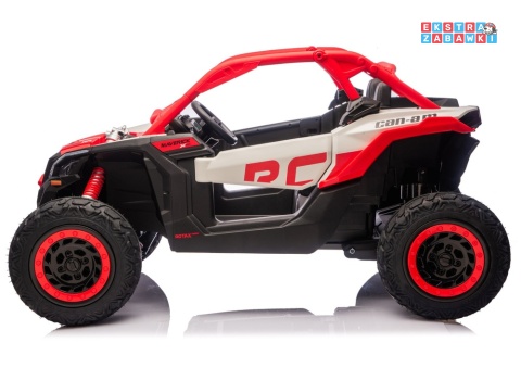 Buggy Maverick CAN-AM Turbo RS pompowane koła na akumulator - czerwony, 4x200W 24V/14Ah, ekoskóra, pilot, LED [29487]