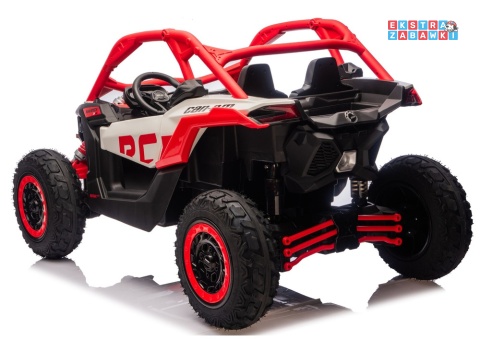 Buggy Maverick CAN-AM Turbo RS pompowane koła na akumulator - czerwony, 4x200W 24V/14Ah, ekoskóra, pilot, LED [29487]
