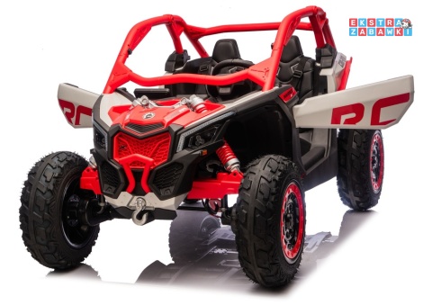 Buggy Maverick CAN-AM Turbo RS pompowane koła na akumulator - czerwony, 4x200W 24V/14Ah, ekoskóra, pilot, LED [29487]