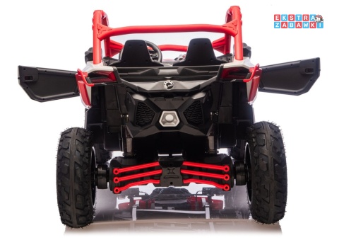 Buggy Maverick CAN-AM Turbo RS pompowane koła na akumulator - czerwony, 4x200W 24V/14Ah, ekoskóra, pilot, LED [29487]