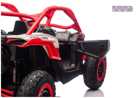Buggy Maverick CAN-AM Turbo RS pompowane koła na akumulator - czerwony, 4x200W 24V/14Ah, ekoskóra, pilot, LED [29487]