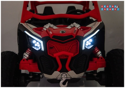 Buggy Maverick CAN-AM Turbo RS pompowane koła na akumulator - czerwony, 4x200W 24V/14Ah, ekoskóra, pilot, LED [29487]