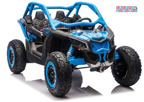 Buggy Maverick CAN-AM Turbo RS pompowane koła na akumulator - niebieski, 4x200W 24V/14Ah, ekoskóra, pilot, LED [29489]