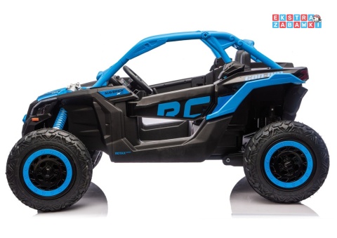 Buggy Maverick CAN-AM Turbo RS pompowane koła na akumulator - niebieski, 4x200W 24V/14Ah, ekoskóra, pilot, LED [29489]