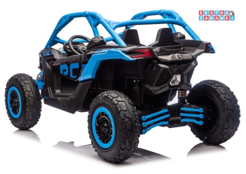 Buggy Maverick CAN-AM Turbo RS pompowane koła na akumulator - niebieski, 4x200W 24V/14Ah, ekoskóra, pilot, LED [29489]
