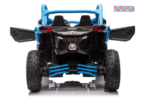 Buggy Maverick CAN-AM Turbo RS pompowane koła na akumulator - niebieski, 4x200W 24V/14Ah, ekoskóra, pilot, LED [29489]