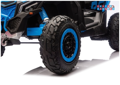 Buggy Maverick CAN-AM Turbo RS pompowane koła na akumulator - niebieski, 4x200W 24V/14Ah, ekoskóra, pilot, LED [29489]