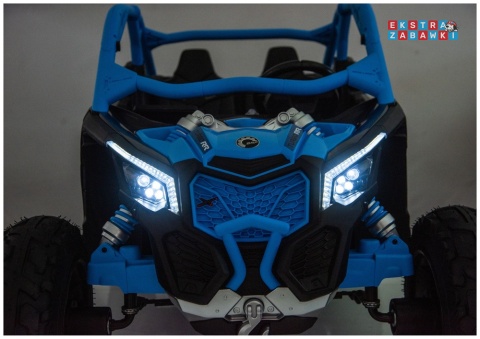 Buggy Maverick CAN-AM Turbo RS pompowane koła na akumulator - niebieski, 4x200W 24V/14Ah, ekoskóra, pilot, LED [29489]