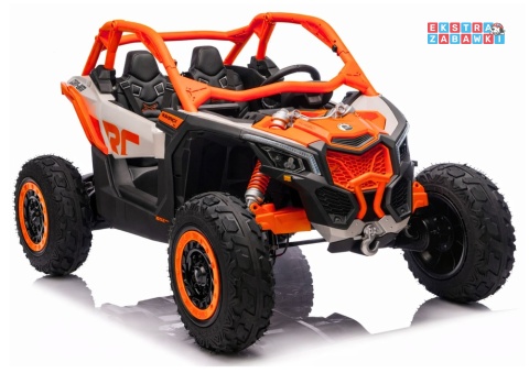 Buggy Maverick CAN-AM Turbo RS pompowane koła na akumulator - pomarańczowy, 4x200W 24V/14Ah, ekoskóra, pilot, LED [29486]