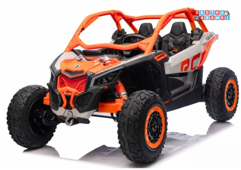 Buggy Maverick CAN-AM Turbo RS pompowane koła na akumulator - pomarańczowy, 4x200W 24V/14Ah, ekoskóra, pilot, LED [29486]