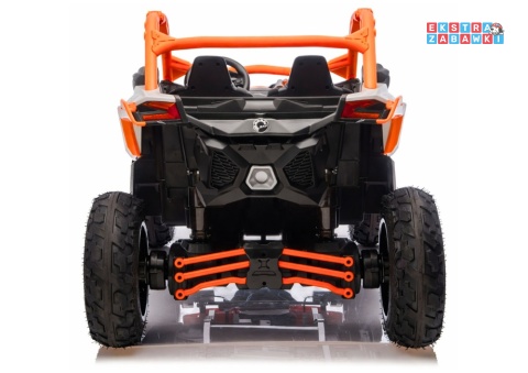 Buggy Maverick CAN-AM Turbo RS pompowane koła na akumulator - pomarańczowy, 4x200W 24V/14Ah, ekoskóra, pilot, LED [29486]