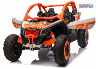 Buggy Maverick CAN-AM Turbo RS pompowane koła na akumulator - pomarańczowy, 4x200W 24V/14Ah, ekoskóra, pilot, LED [29486]