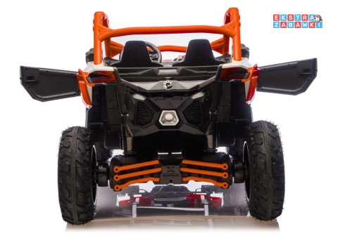 Buggy Maverick CAN-AM Turbo RS pompowane koła na akumulator - pomarańczowy, 4x200W 24V/14Ah, ekoskóra, pilot, LED [29486]