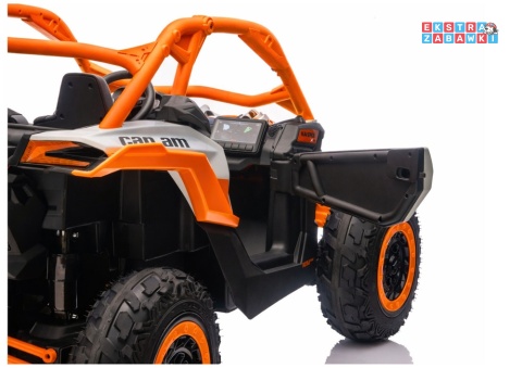 Buggy Maverick CAN-AM Turbo RS pompowane koła na akumulator - pomarańczowy, 4x200W 24V/14Ah, ekoskóra, pilot, LED [29486]