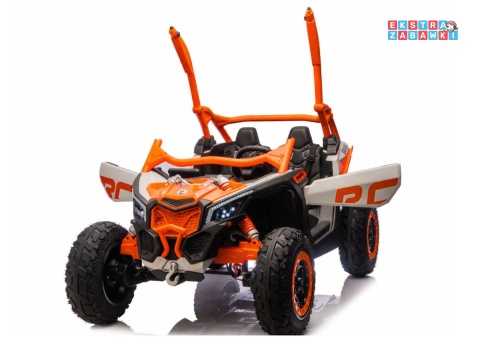 Buggy Maverick CAN-AM Turbo RS pompowane koła na akumulator - pomarańczowy, 4x200W 24V/14Ah, ekoskóra, pilot, LED [29486]