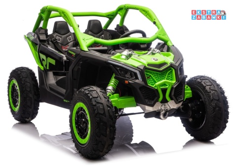 Buggy Maverick CAN-AM Turbo RS pompowane koła na akumulator - zielony, 4x200W 24V/14Ah, ekoskóra, pilot, LED [29488]