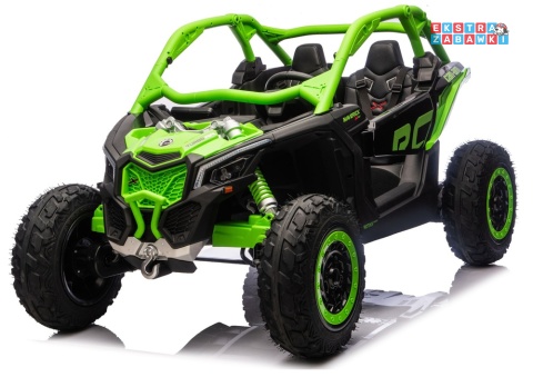 Buggy Maverick CAN-AM Turbo RS pompowane koła na akumulator - zielony, 4x200W 24V/14Ah, ekoskóra, pilot, LED [29488]