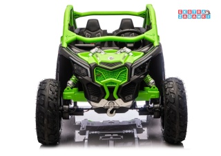 Buggy Maverick CAN-AM Turbo RS pompowane koła na akumulator - zielony, 4x200W 24V/14Ah, ekoskóra, pilot, LED [29488]