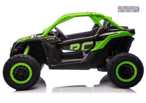 Buggy Maverick CAN-AM Turbo RS pompowane koła na akumulator - zielony, 4x200W 24V/14Ah, ekoskóra, pilot, LED [29488]