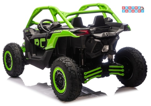 Buggy Maverick CAN-AM Turbo RS pompowane koła na akumulator - zielony, 4x200W 24V/14Ah, ekoskóra, pilot, LED [29488]