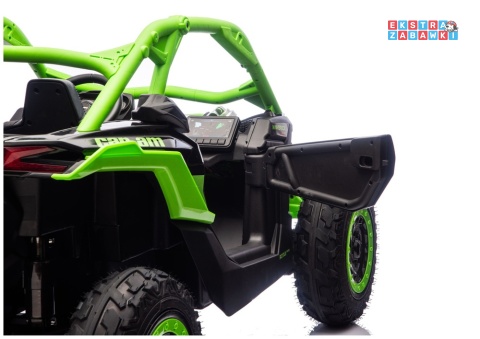 Buggy Maverick CAN-AM Turbo RS pompowane koła na akumulator - zielony, 4x200W 24V/14Ah, ekoskóra, pilot, LED [29488]