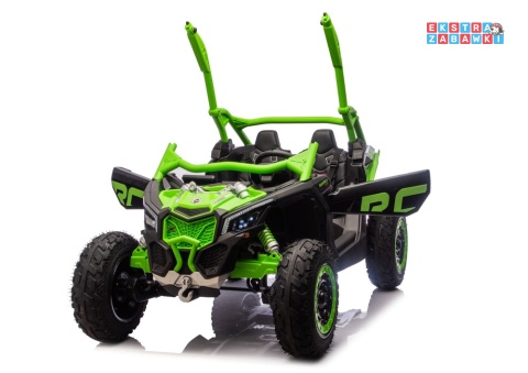 Buggy Maverick CAN-AM Turbo RS pompowane koła na akumulator - zielony, 4x200W 24V/14Ah, ekoskóra, pilot, LED [29488]