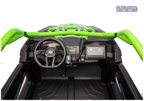 Buggy Maverick CAN-AM Turbo RS pompowane koła na akumulator - zielony, 4x200W 24V/14Ah, ekoskóra, pilot, LED [29488]