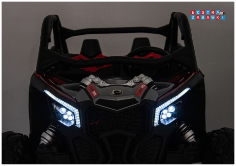 Buggy Maverick CAN-AM Turbo DK-CA001 - czerwony lakierowany, 4x200W 24V/14Ah, pilot, pompowane koła, panel muzyczny [31721]