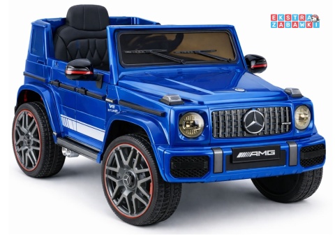 Mercedes AMG G63 lakierowany na akumulator - niebieski, 2x200W 12V/7Ah, pilot, EVA, ekoskóra, LED, panel muzyczny z BT [29008]