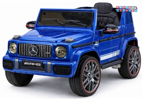 Mercedes AMG G63 lakierowany na akumulator - niebieski, 2x200W 12V/7Ah, pilot, EVA, ekoskóra, LED, panel muzyczny z BT [29008]