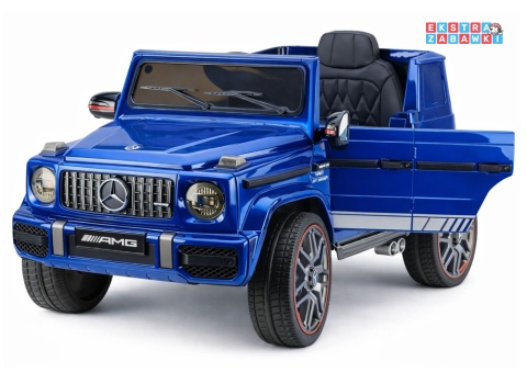 Mercedes AMG G63 lakierowany na akumulator - niebieski, 2x200W 12V/7Ah, pilot, EVA, ekoskóra, LED, panel muzyczny z BT [29008]