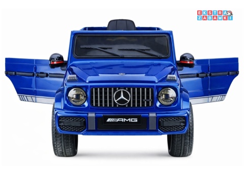 Mercedes AMG G63 lakierowany na akumulator - niebieski, 2x200W 12V/7Ah, pilot, EVA, ekoskóra, LED, panel muzyczny z BT [29008]