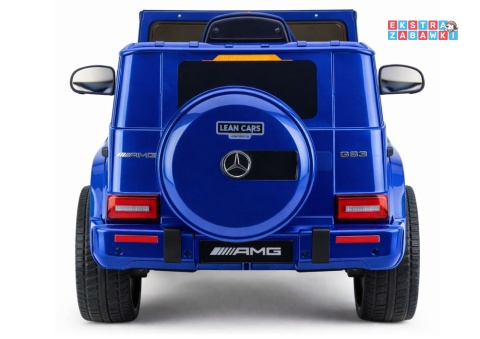 Mercedes AMG G63 lakierowany na akumulator - niebieski, 2x200W 12V/7Ah, pilot, EVA, ekoskóra, LED, panel muzyczny z BT [29008]