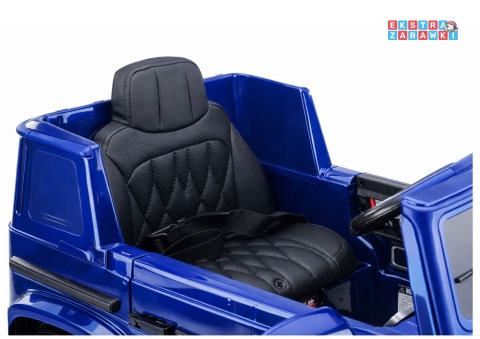 Mercedes AMG G63 lakierowany na akumulator - niebieski, 2x200W 12V/7Ah, pilot, EVA, ekoskóra, LED, panel muzyczny z BT [29008]