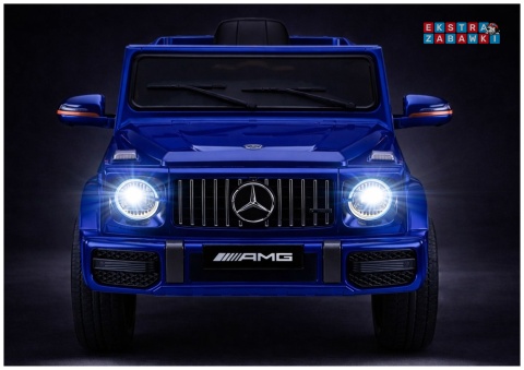 Mercedes AMG G63 lakierowany na akumulator - niebieski, 2x200W 12V/7Ah, pilot, EVA, ekoskóra, LED, panel muzyczny z BT [29008]