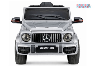 Mercedes AMG G63 lakierowany na akumulator - srebrny, 2x200W 12V/7Ah, pilot, EVA, ekoskóra, LED, panel muzyczny z BT [29007]
