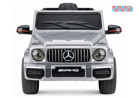 Mercedes AMG G63 lakierowany na akumulator - srebrny, 2x200W 12V/7Ah, pilot, EVA, ekoskóra, LED, panel muzyczny z BT [29007]