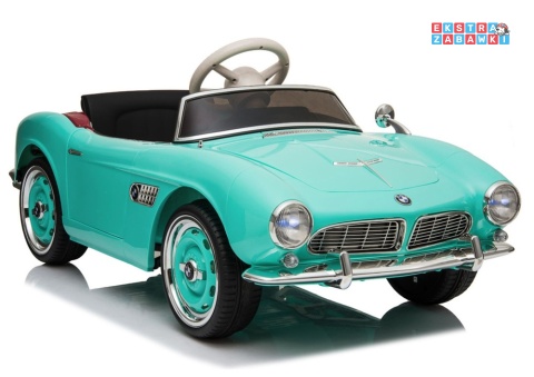 BMW Retro SX1938 na akumulator - miętowy, 2x35W 12V/7Ah, pilot, EVA, ekoskóra, LED, podświetlana deska, MP3 [5334]