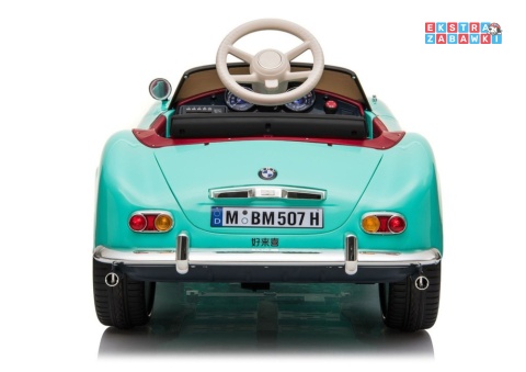 BMW Retro SX1938 na akumulator - miętowy, 2x35W 12V/7Ah, pilot, EVA, ekoskóra, LED, podświetlana deska, MP3 [5334]