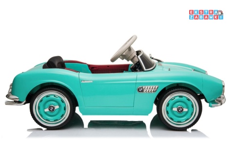 BMW Retro SX1938 na akumulator - miętowy, 2x35W 12V/7Ah, pilot, EVA, ekoskóra, LED, podświetlana deska, MP3 [5334]